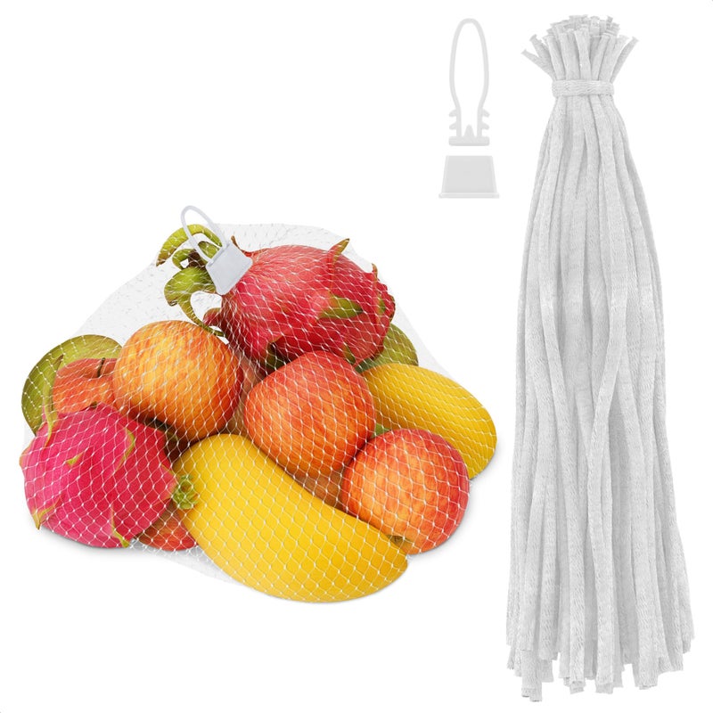 Tesorrio 24" Mesh Produce Bags Set of 100 - Reusable Produce Bags with Plastic Lock, Durable & Tear Resistant Mesh Bag Set - Multi-use Onion Bag for Easy Storage of Fruits, Vegetables, Potatoes and Seafood - Image 1